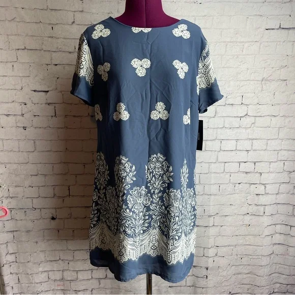 Lulus | Dresses | Lulus Size Medium Riverside Slate Blue Floral Print Shift  Dress | Poshmark